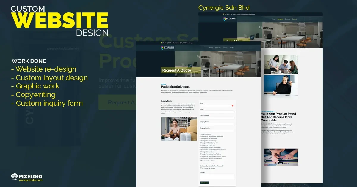 Pixeldio Digital - website design service portfolio - cynergic sdn bhd